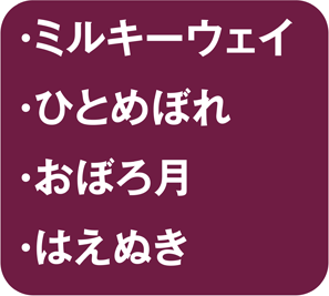 ミルキーウェイ・ひとめぼれ・おぼろ月・はえぬき
